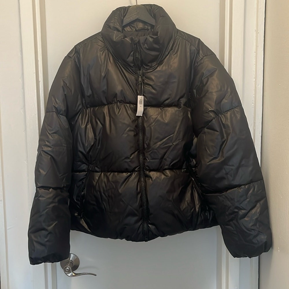 Gap Tall Puffer Jacket-Shiny Black